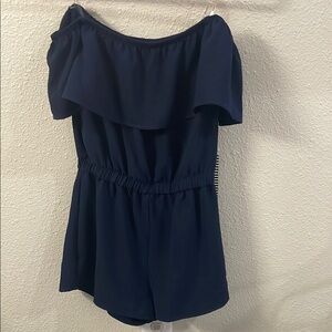 Navy Blue Off-Shoulder Romper
